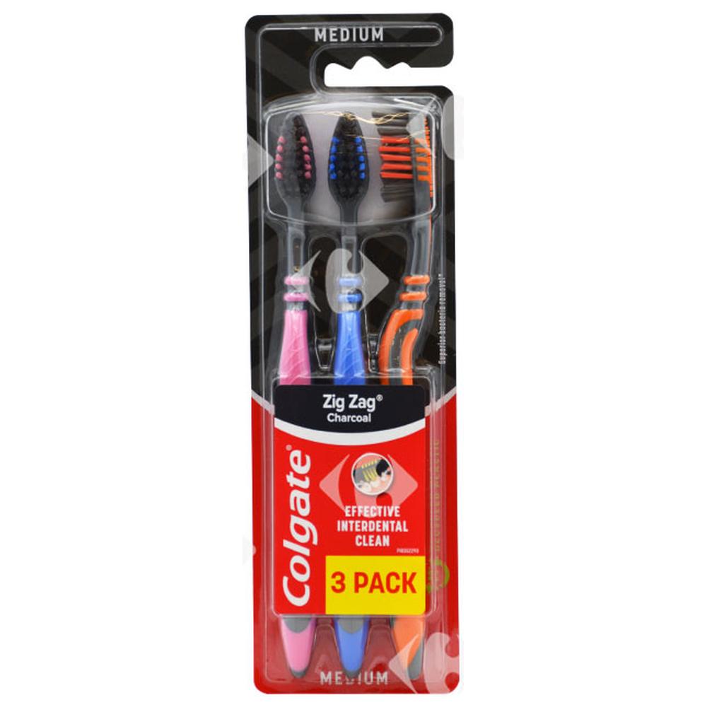 [658031] Brosse à Dents Charcoal Zig Zag Colgate 3 feuilles