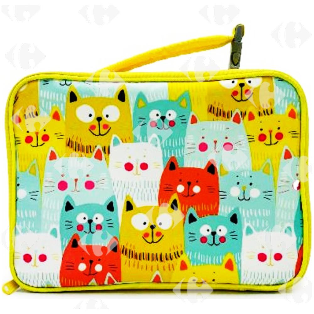 [702415] Sac à goûter carré tissu satiné 19x26x10cm (couleur aléatoire)