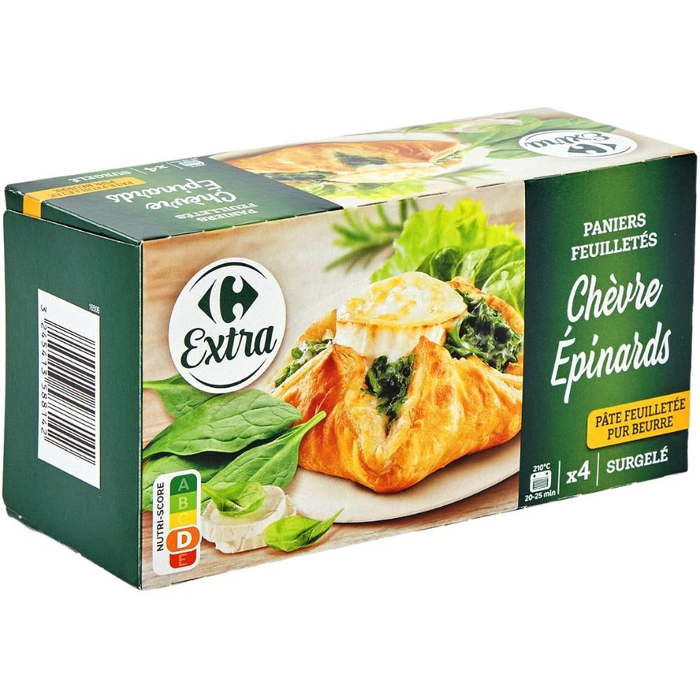 [634488] Feuilletés Chèvre Épinard Carrefour 100g 4 unités.