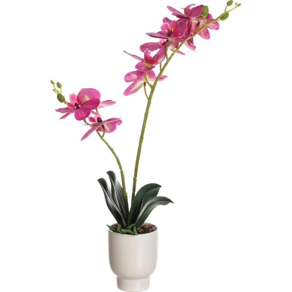 Pot Blanc Plante Artificielle Orchidée Rose Kasa