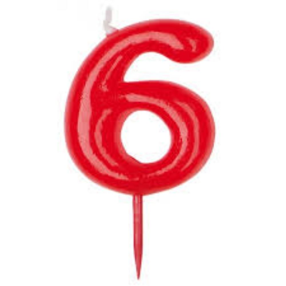 [574519] Bougie Anniversaire Rouge Numéro 6