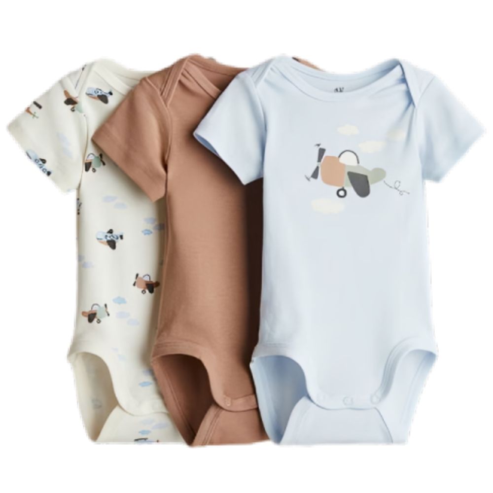 [729143] Lot 3 Bodies Manche Courte Bébé Poudrés