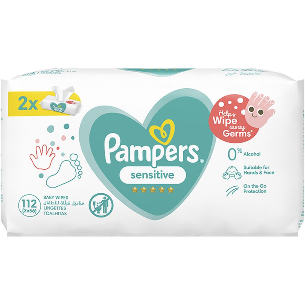 [649320] Lingettes Bébé Sensitive Pampers 2x56 unités.