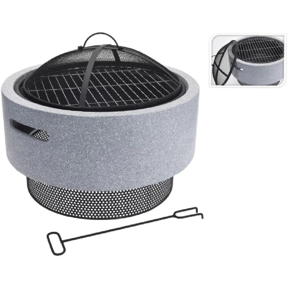 Bol à Feu avec Grille de Barbecue Gris Clair 52x18,5cm.