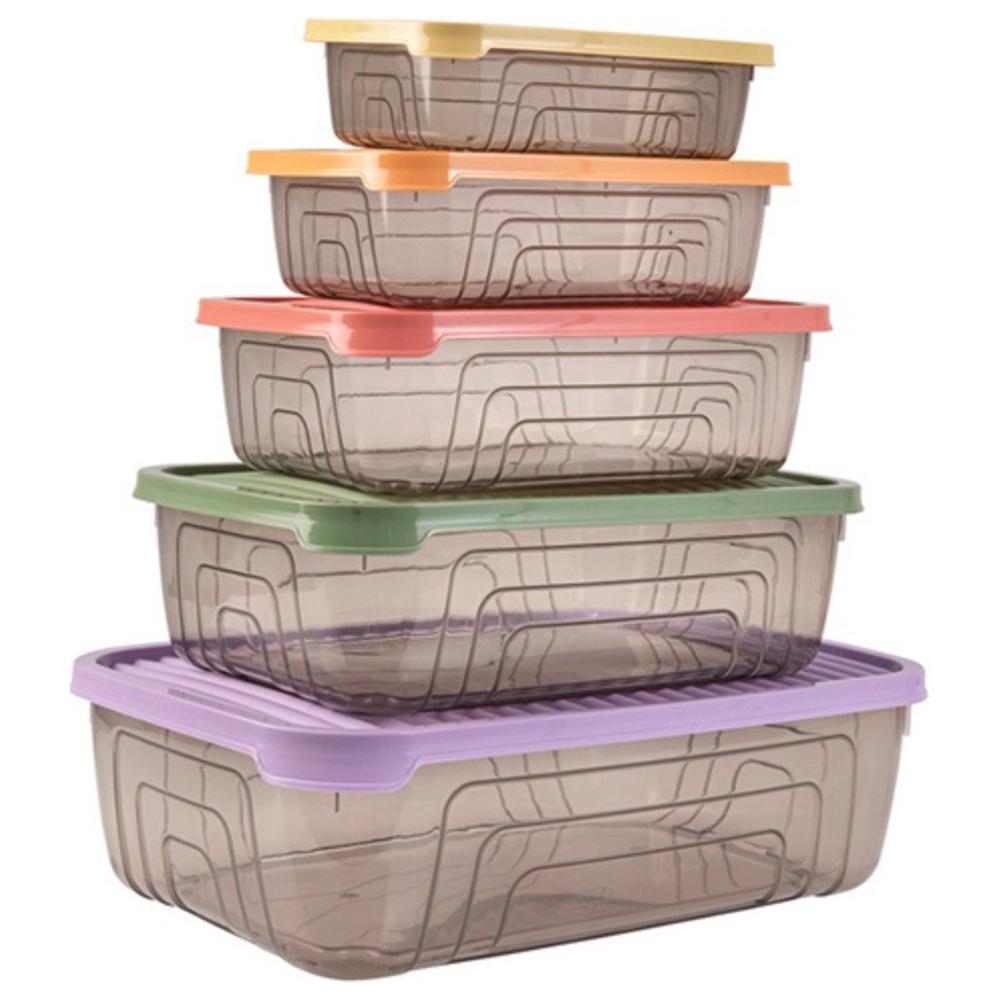 [719850] Set Boîtes Alimentaires Plastique Rectangulaires 5 pièces 350ml