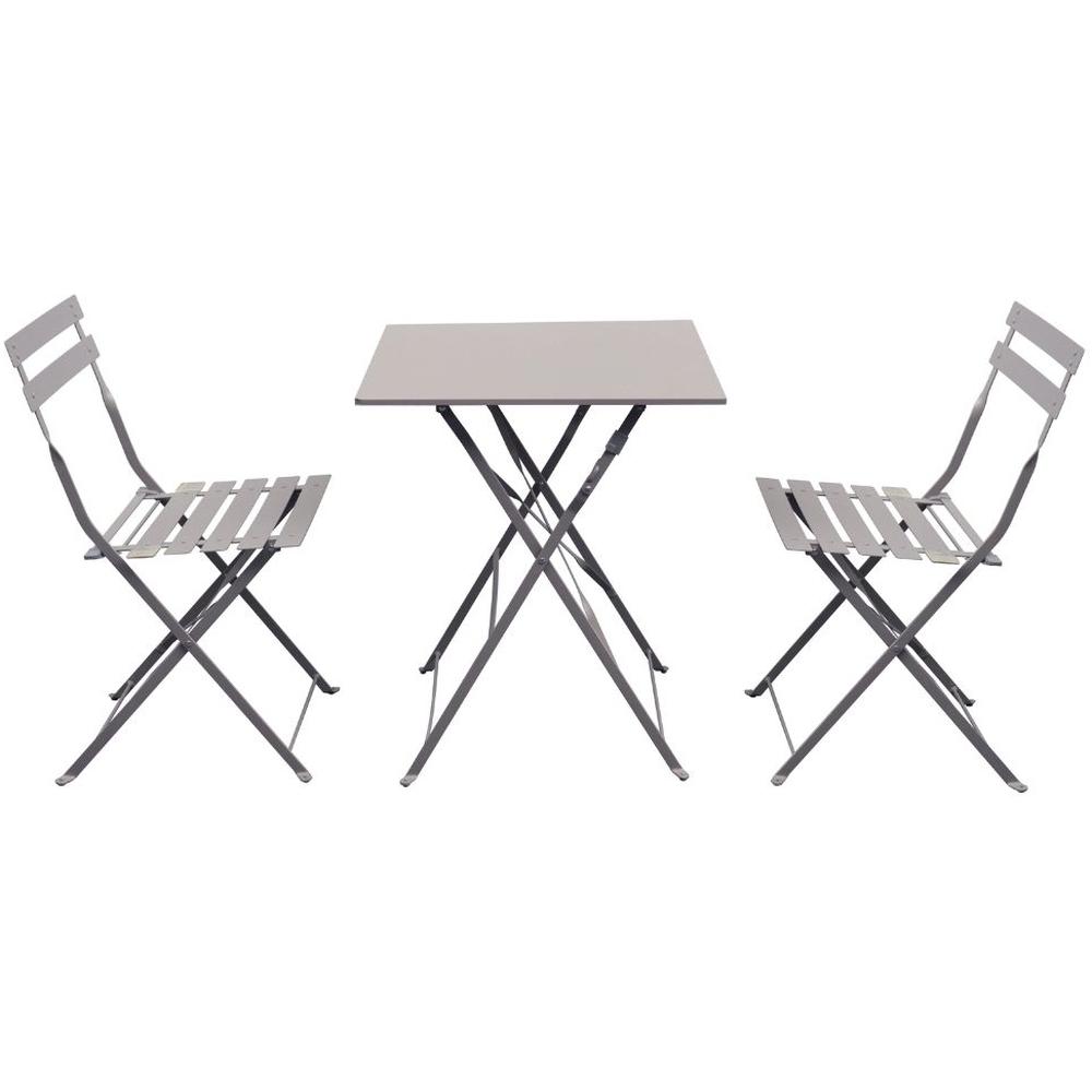 Table avec 2 Chaises en Acier avec Traitement Anti-Corrosion