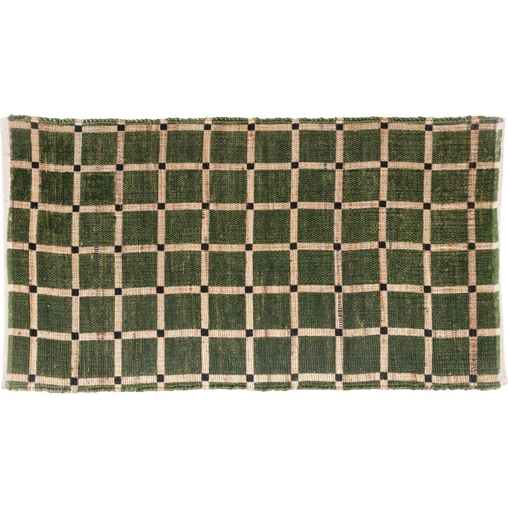 [731318] Tapis Jute Carrés Verts Kasa 90x150cm