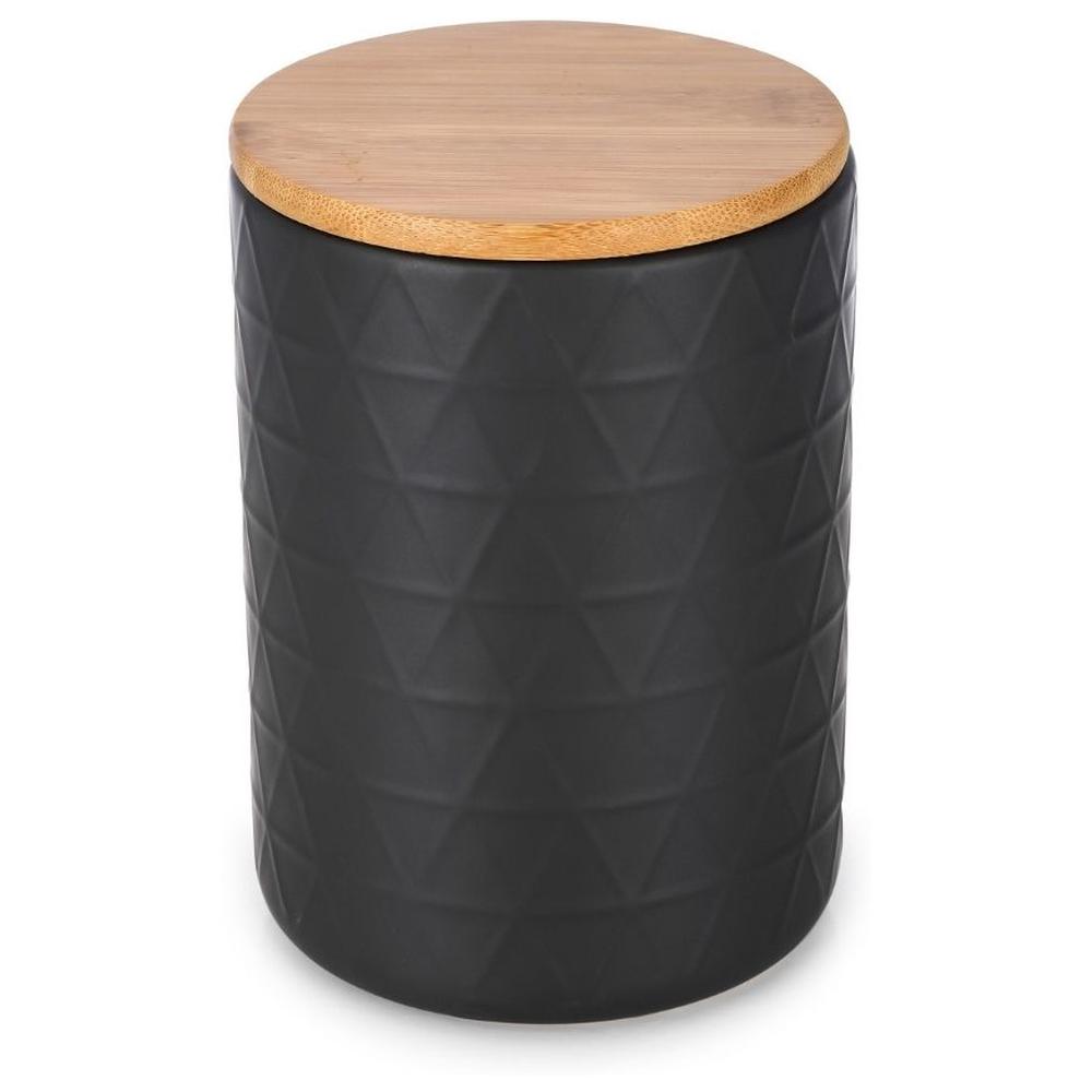 Boîte en Dolomite Cosy Noir avec Couvercle en Bambou Kasa 11x16cm