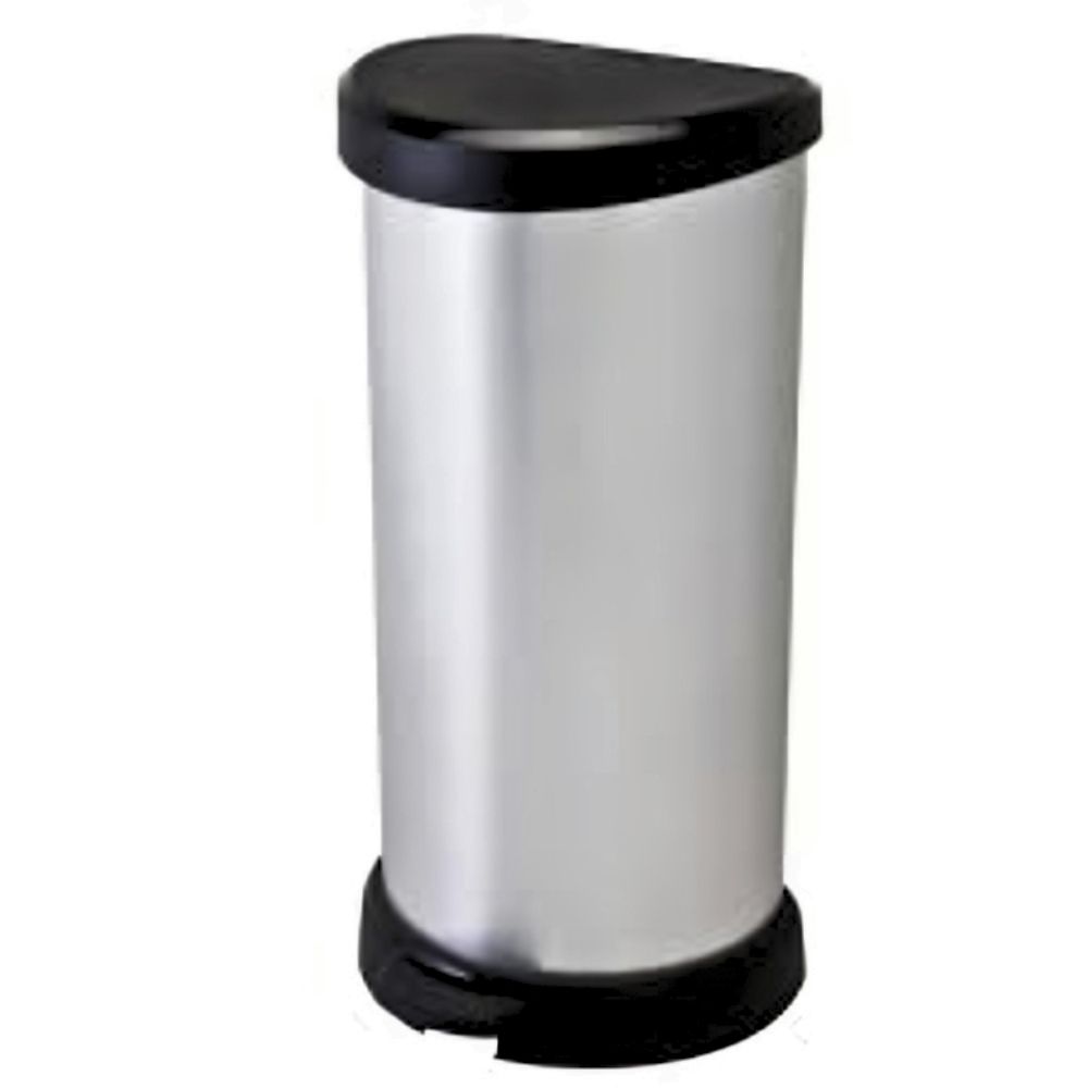 [424757] Poubelle à Pédale Deco Ovale Argenté Curver 40 L